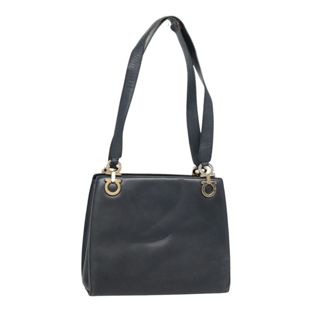 Salvatore Ferragamo Gancini Tote Bag Leather Black Gold